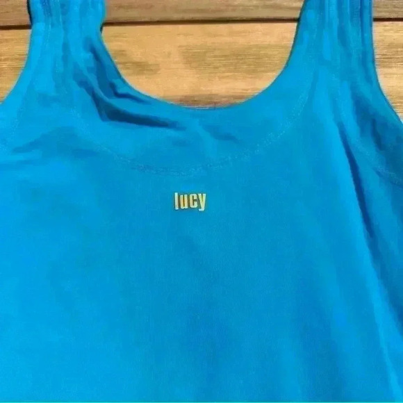 🎆 Lucy workout tank fitted blue size XS wide strap full length fitted yoga gym - Picture 10 of 10